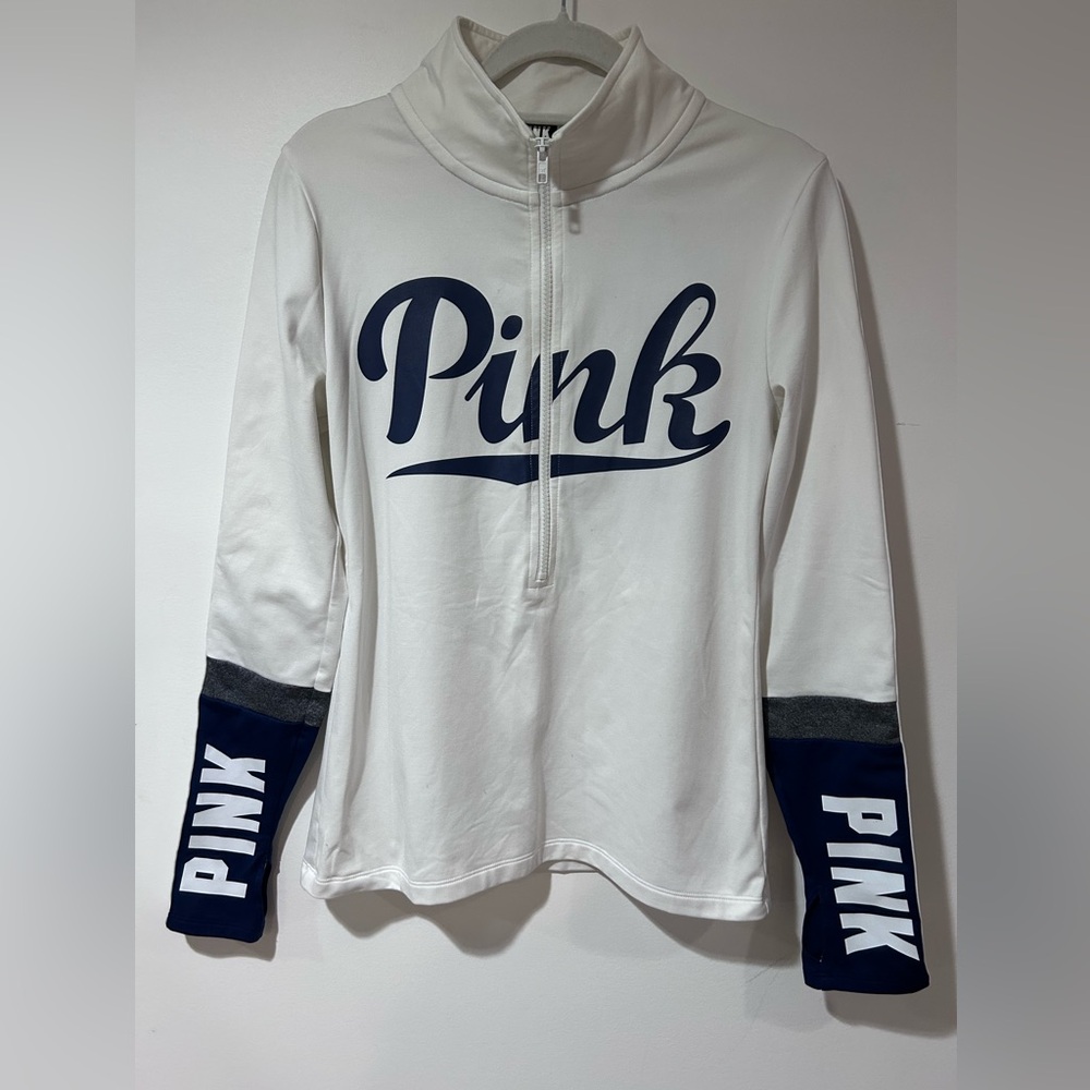 Victoria's Secret PINK White and Blue Pullover